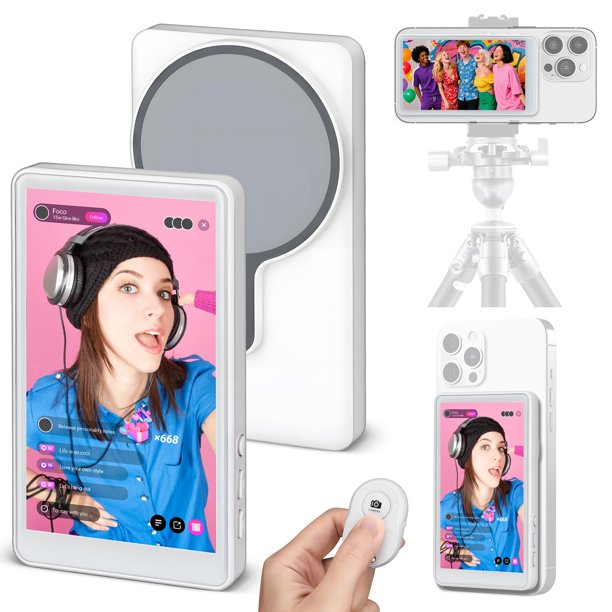 Pantalla de selfie con monitor de teléfono para iPhone con control remoto Bluetooth