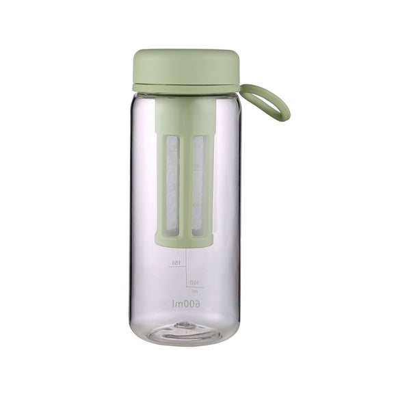 Hovmgk Portable Cold Brew Tea & Coffee Infuser Water Bottle, 600ML, Leak-Proof, BPA-Free, Plastic Diffuser Bottle with Double Layer Filter and Carrying Handle, White, Gray, Green, Blue