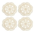 thumbnail image 1 of Posavasos de tela, paquete de 4, 6" - Doilies de ganchillo de algodón tejido, tapete de taza con bordado de encaje y patrón floral (Beige), 1 of 5