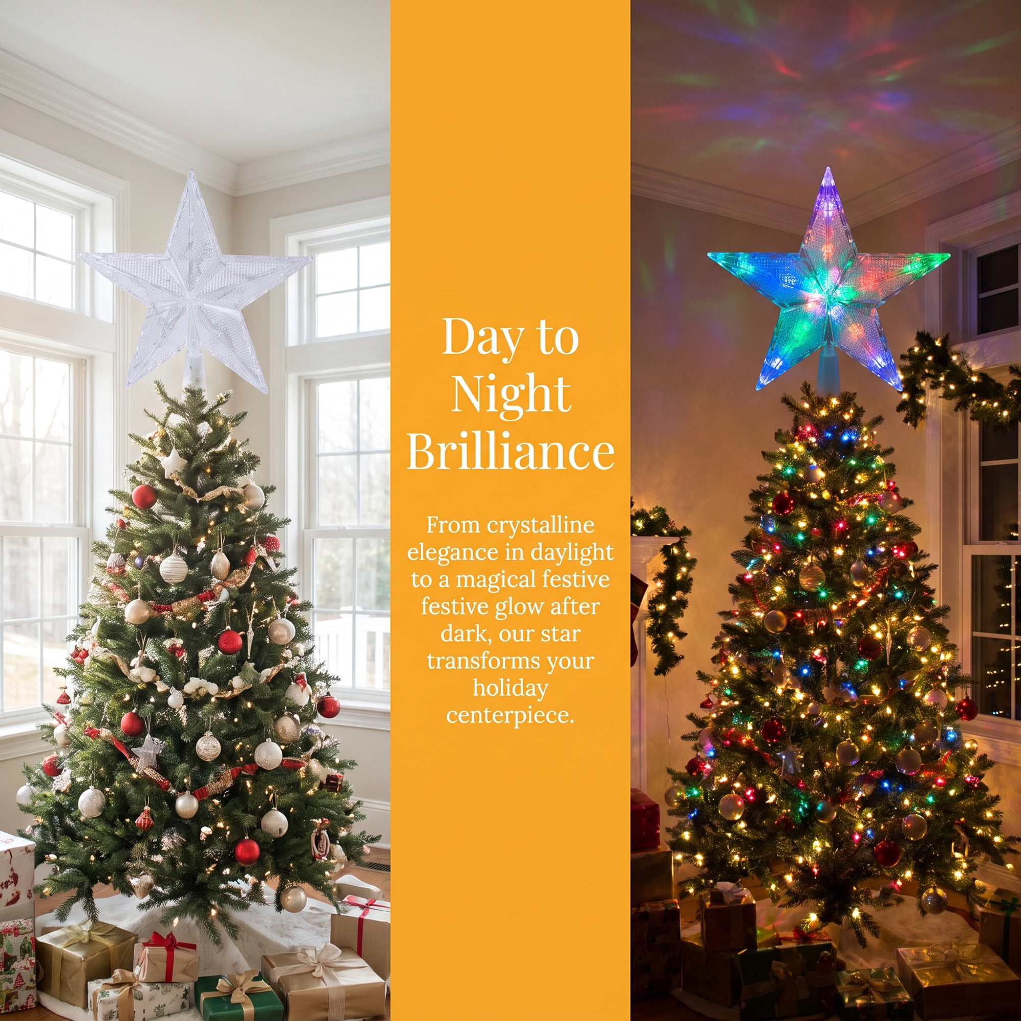 Unique Bargains Tree Finial Battery Operated Spring Mount Multicolor Lights 7.9"