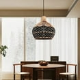 thumbnail image 5 of UEEYAC Black Pattern Lampshade Vintage Rattan Pendant Light, 5 of 16