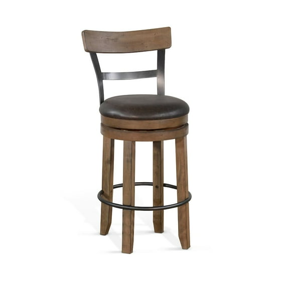 Sunny Designs 30" Doe Valley Wood Swivel Barstool in Taupe Brown (Set of 2)