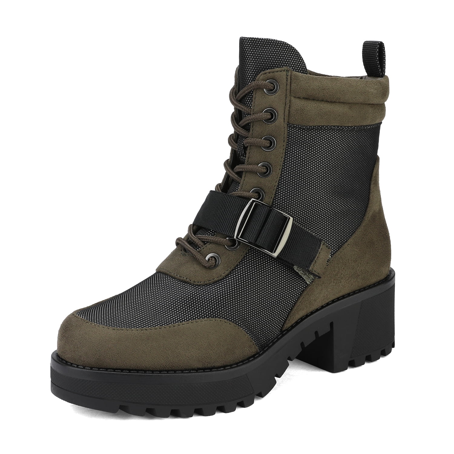 womens chunky heel combat boots