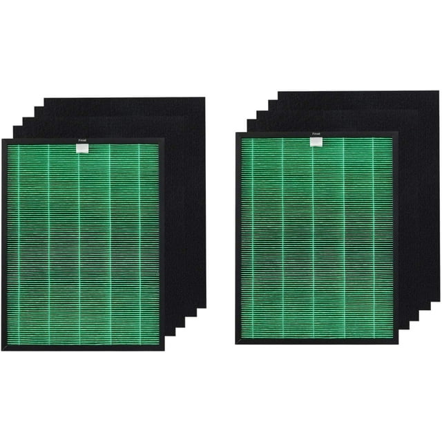 Replacement Filter Set Compatible with Coway Airmega 150 (AP-1019C) & Airmega 160 Air Purifiers, 2-Pack H13 HEPA + 8 x Activated Carbon Pre-Filter Air Clean