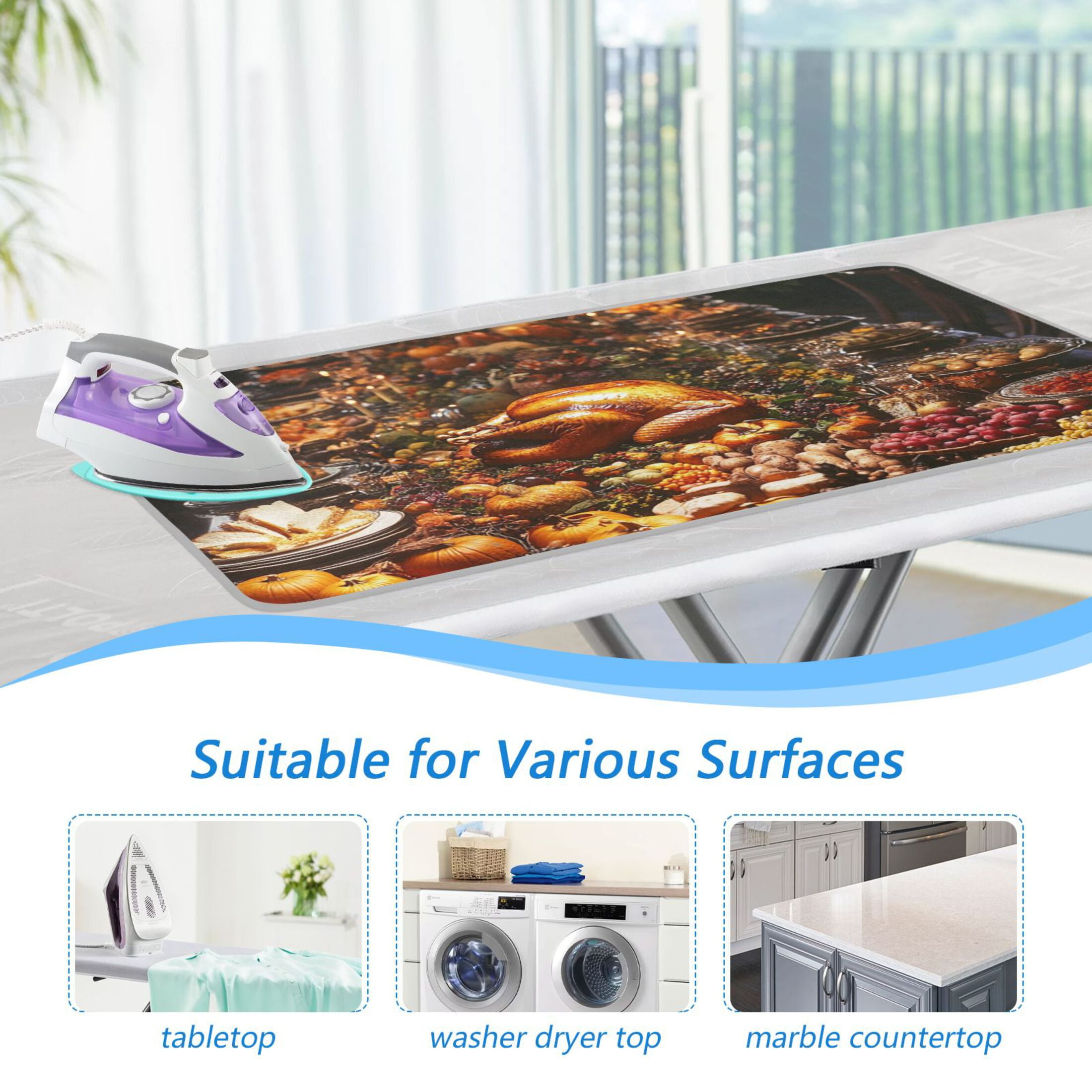 Sumptuous Dinner Ironing Mat Blanket for Table Top Travel Portable Ironing Board Pad 47.2x27.6 Inch