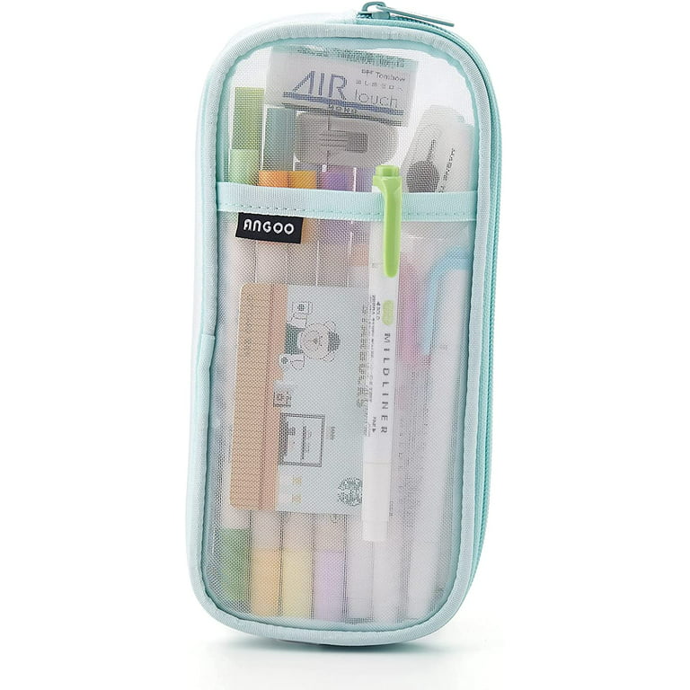 I know Grid Mesh Pen Pencil Case Cute Clear Pencil Pouch For Purse Small  Transparent Marker Bag For Girls Aesthetic School Pen Organizer Bag Bulk