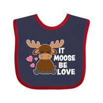 Inktastic It Moose Be Love with Cute Moose Boys or Girls Baby Bib