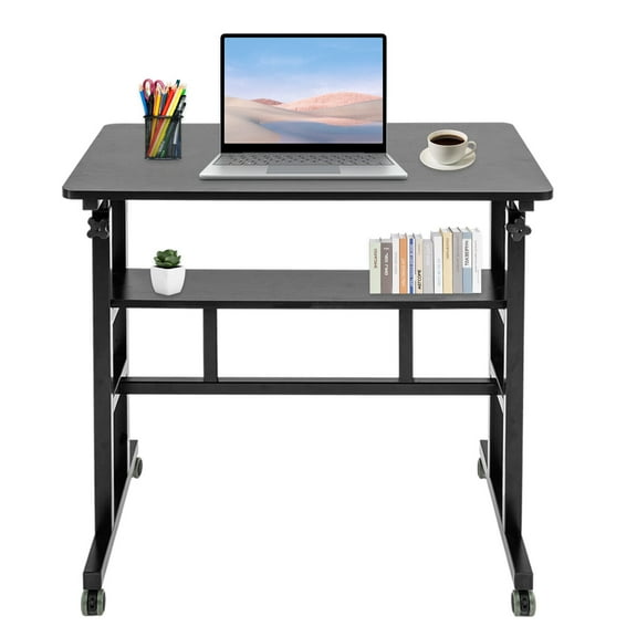 31.5"x19.7" Black Adjustable Computer Desk Mobile Standing Desk Portable Laptop Stand