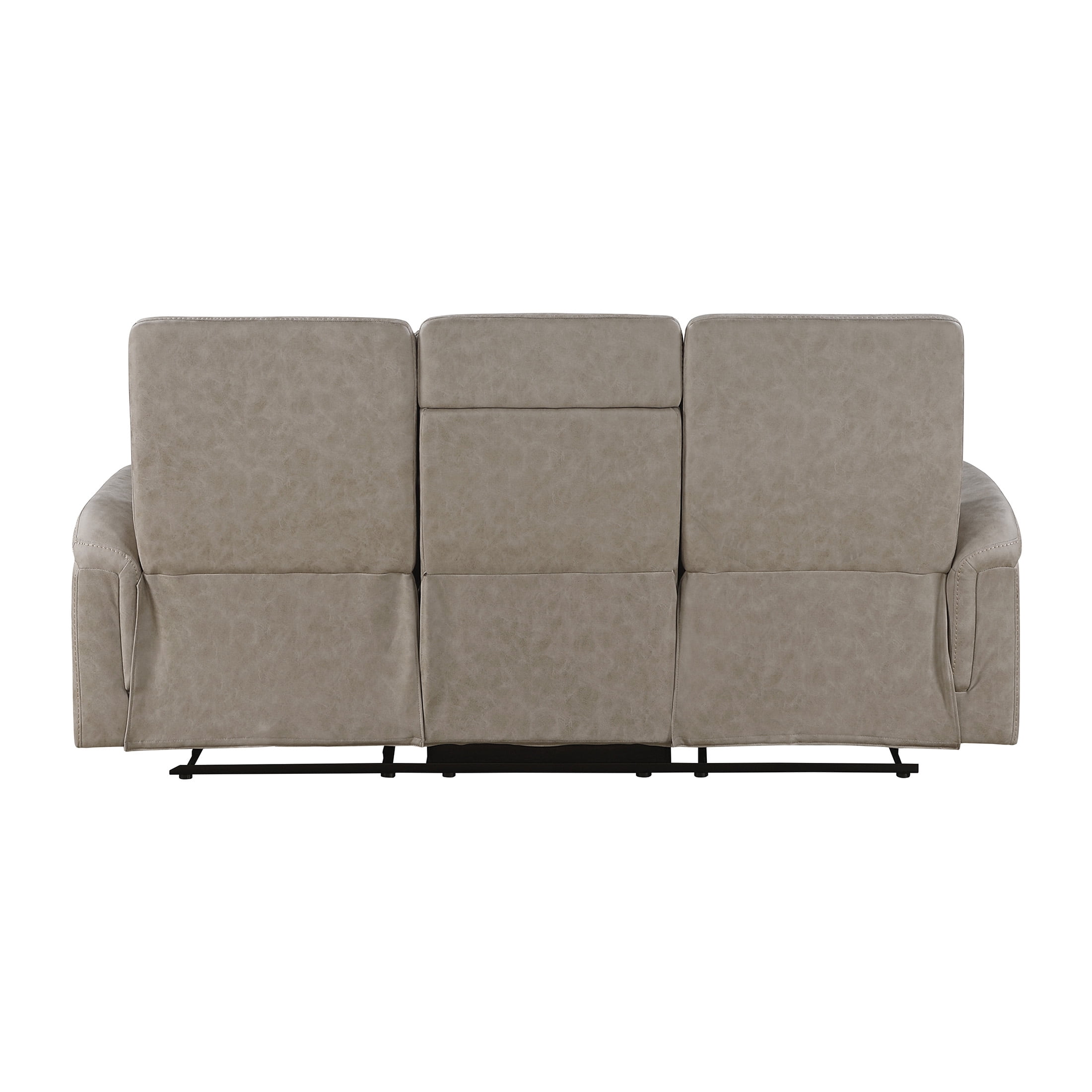OakvillePark Solstice Microfiber Manual Double Reclining Sofa with Drop-down Cup Holders, Taupe