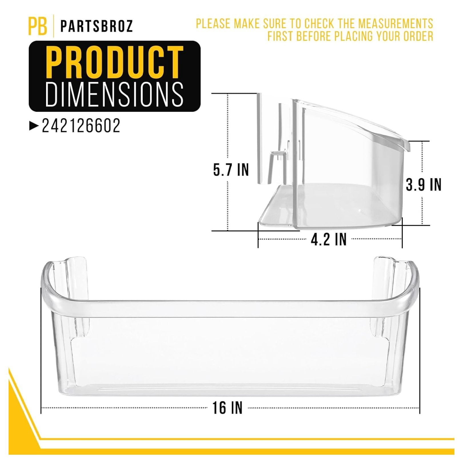 Refrigerator Door Shelf Bottom Bin Replacement, Clear Plastic Storage Organizer