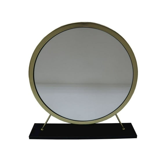 Acme Furniture Adao Vanity Mirror and Stool in Black and Brass