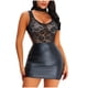thumbnail image 1 of Falda de cuero sin espalda de retazos de encaje Sexy para mujer, vestido de noche Sexy con tirantes para fiesta Fridja  nalpqowj49843, 1 of 9