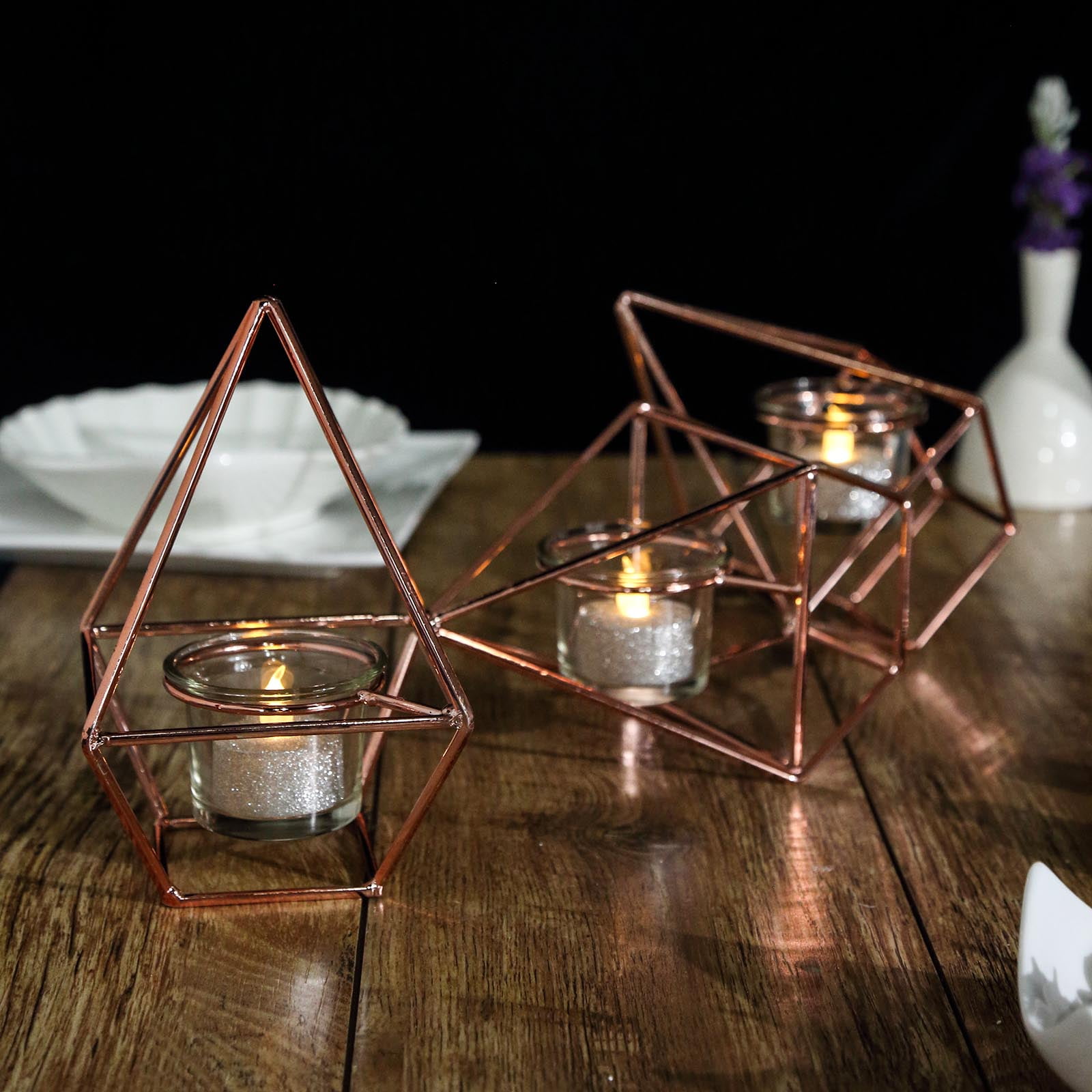 Efavormart 16.5" Geometric Candle Holder Set 3 Metal Geometric
