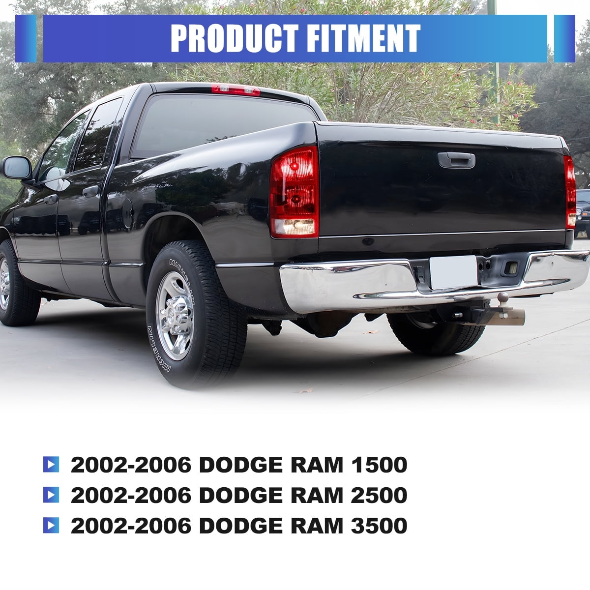 Pair Tail Lights Fit for 2002-2006 Dodge Ram 1500/2500/3500 Rear Brake Lamps Replacement Left+Right