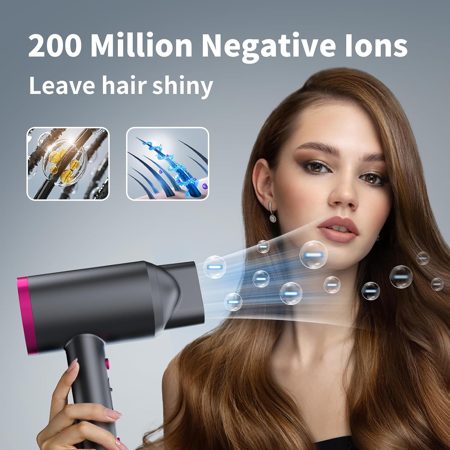 OBACRE 1800W Ionic Blow Dryer with Diffuser Attachment photo 2