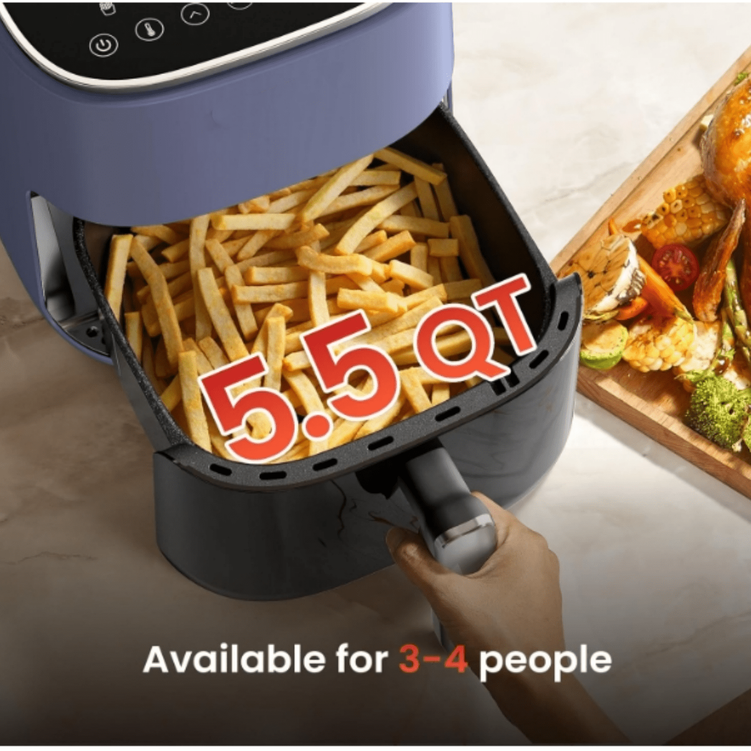Air Fryer 12-in-1, Compact & Large 5.5-Qt Airfryer, 100-400℉ Precise Heat, 360°Hot Air Circulation, 95% Less Oil, Quick Easy Meals, Bake, Dry, Reheat, Frozen, Broil, Proof