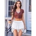 thumbnail image 5 of Lace Mini Skirts for Women Flowy Skirt Boho Layered Asymmetrical Short Skirt White M, 5 of 7