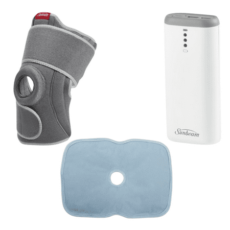 Sunbeam SelectRelief Extended Therapy Heating Pad Knee Relief Bundle | Heated Knee Brace with Extra Gel Pack and Power Bank