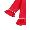 thumbnail image 6 of Elippeo Baby Girl Pajamas 18M 2Y 3Y 4Y 5Y 6Y Long Sleeve Lapel Ruffle Hem Buttons Red Tops + Pants Suit, 6 of 8