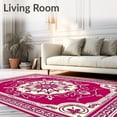 thumbnail image 2 of ODIKA 4'x6' Machine Washable Non-Slip Area Rug, Exotic Paisley Interlaced Baroque Luxurious Craftsmanship High Traffic Rug with Pad, Magenta, 571851, 2 of 8