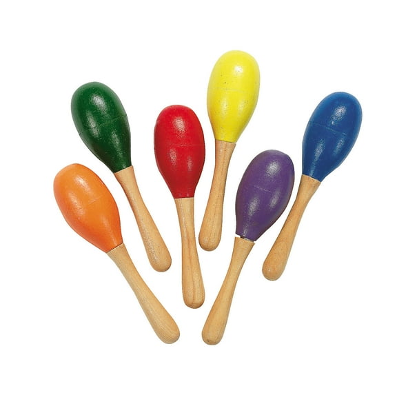 Wooden Painted Maracas - Educational - 12 Pieces