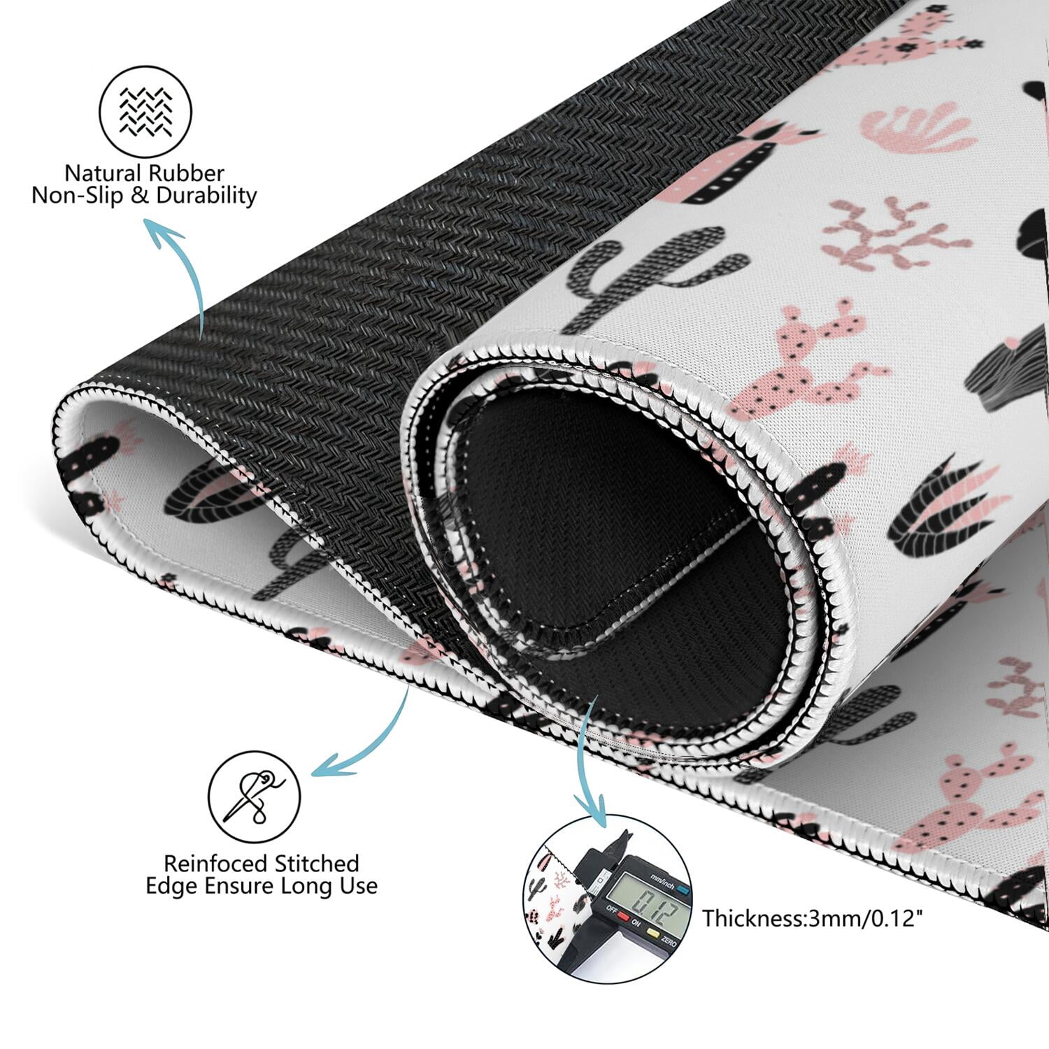Botanical Pattern Mahjong Mat 31.5x31.5 Inches Crafted from Premium Rubber with Anti-Slip Grip Surface and Noise Dampening Features for Tiles Cards Games