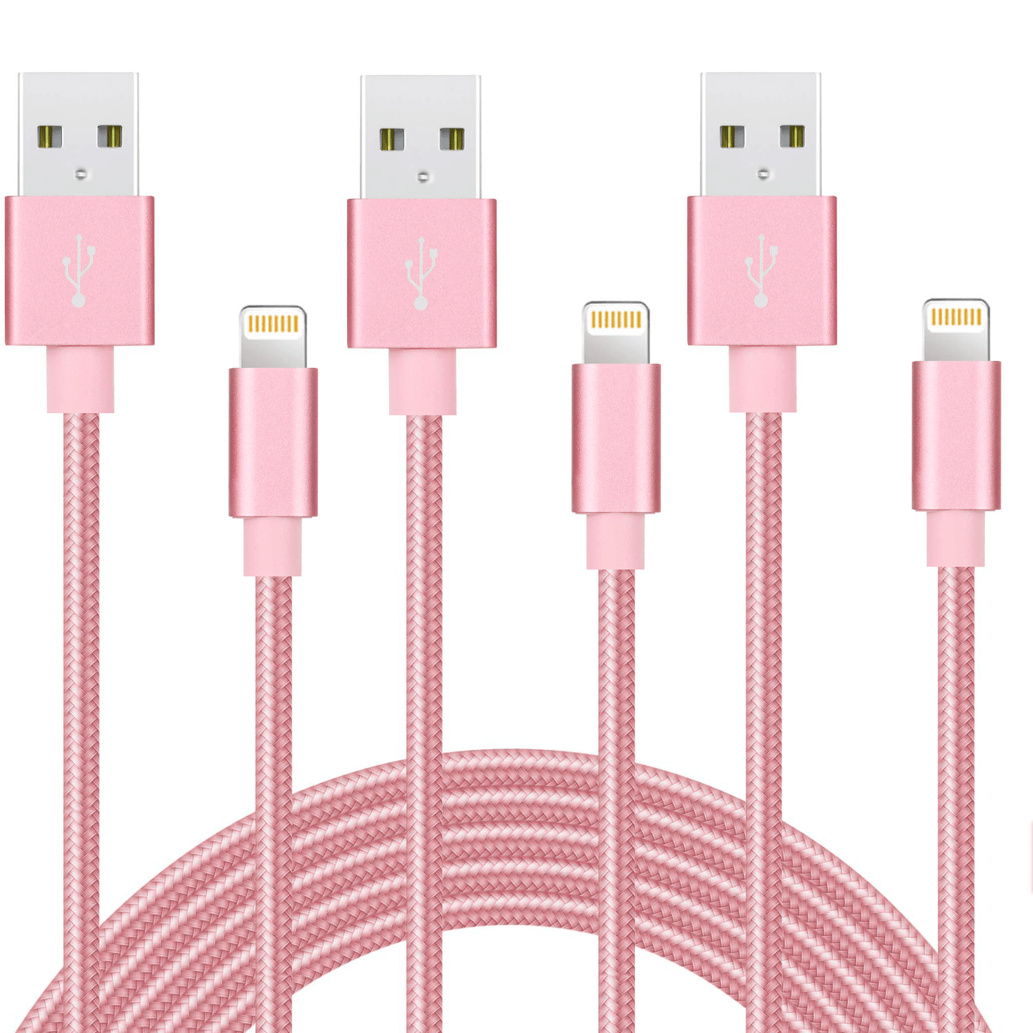 made for iPhone Chargers white 3.2ft Premium Nylon braided Lightning Cable durable & anti-tangle iPad Pro Air 2 and More iPhone Xs/XS Max/XR/X / 8/8 Plus / 7/7 Plus / 6/6 Plus / 5s 