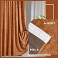 thumbnail image 3 of Lapalife Blackout Velvet Curtains, Scroll Floral Pattern Rod Pocket Thermal Insulated Velvet Curtain Drapes for Living Room, 2 Panels, 52"x 84", Orange, 3 of 8
