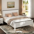 thumbnail image 3 of UHOMEPRO Full Size Bed Frame, Wood Platform Bed with Headboard and Footboard, Full Bed Frame with Wooden Slats, Holds 500lbs, Easy Assembly, No Box Spring Needed, Brown and White, 3 of 10
