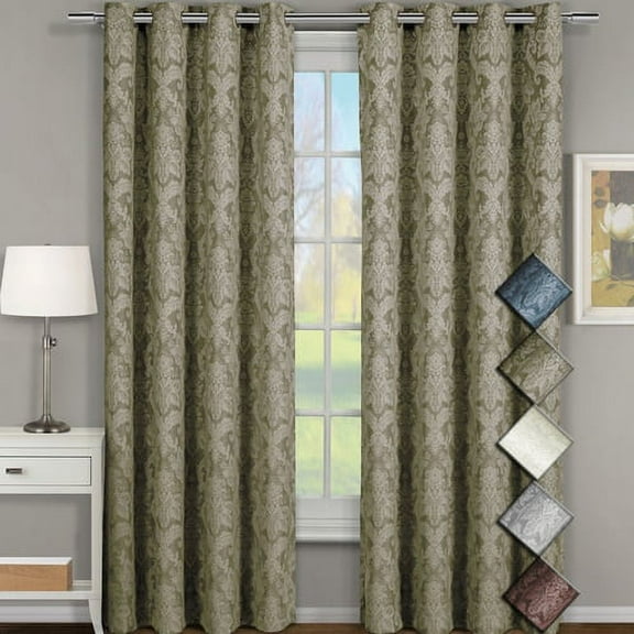 Blair Jacquard Grommet Top Curtain Panel Pair (set of 2)