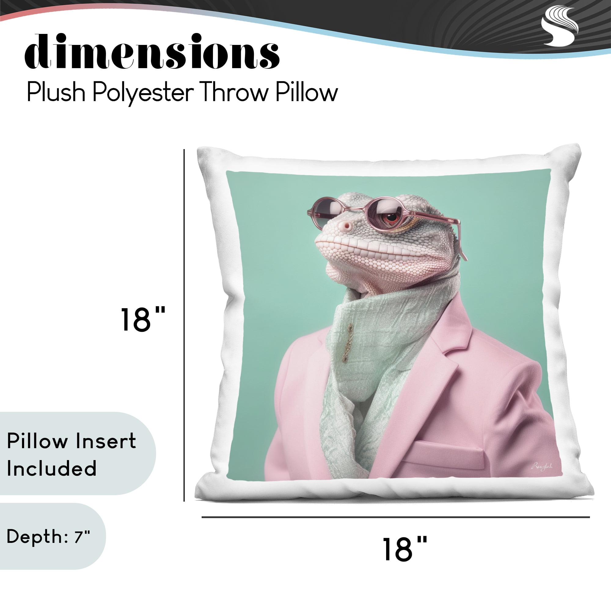 Stupell Industries Hipster Iguana Portrait Decorative Printed Throw Pillow, design by Roozbeh
