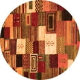 thumbnail image 1 of Ahgly Company Indoor Round Abstract Orange Contemporary Area Rugs, 7' Round, 1 of 1
