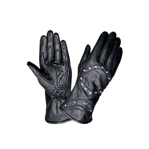 Ethan James Ladies Studded Gauntlet Leather Gloves, Extra Large