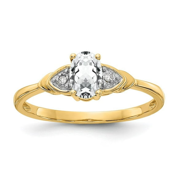 Auriga 14k Yellow Gold White Topaz and Diamond Ring for Women Size- 7