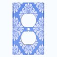 thumbnail image 2 of Metal Light Switch Plate Outlet Cover (Victorian Damask Flower Blue Pastel Pattern - Single Duplex), 2 of 2