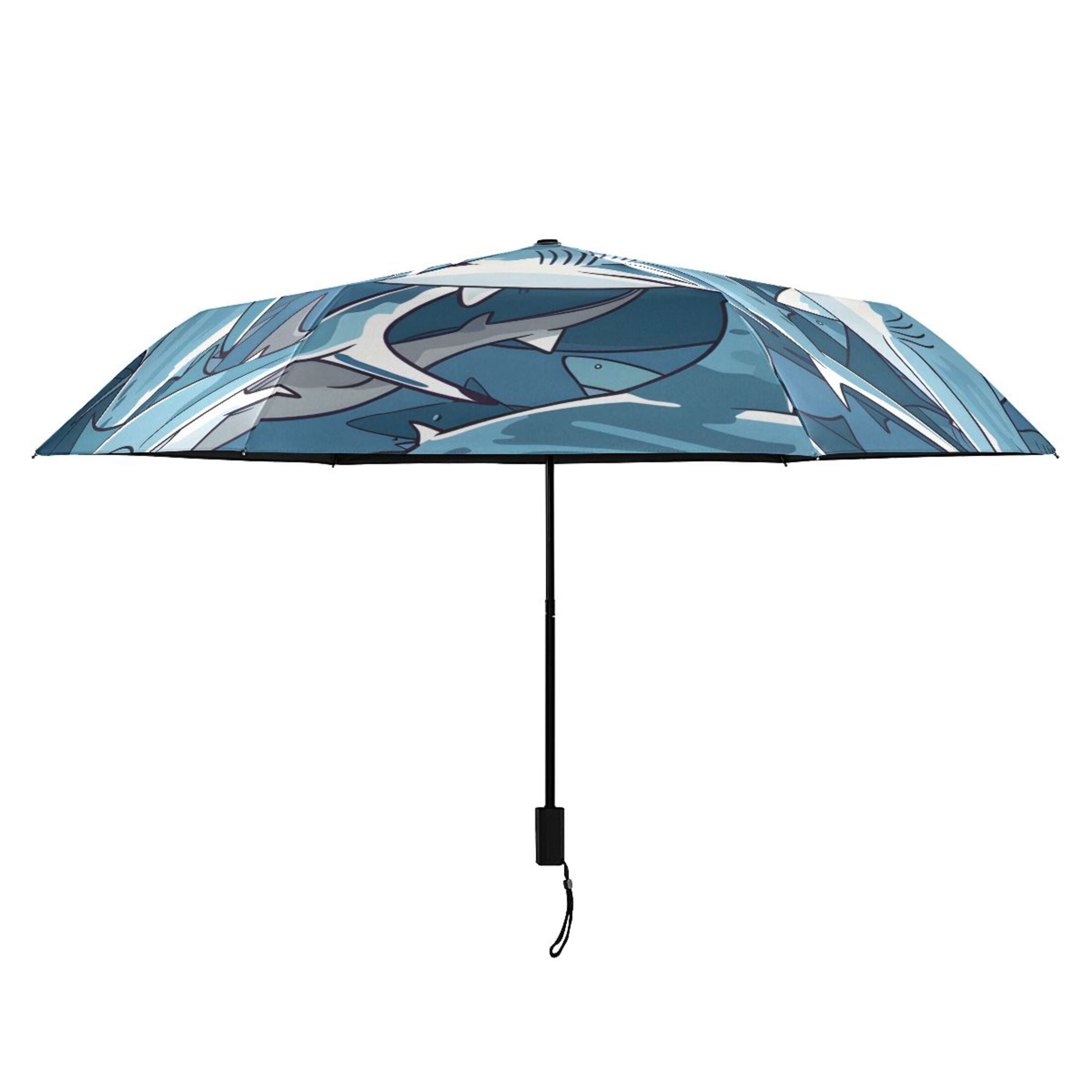 ALAZA Many Sharks UPF 50+ Compact Folding Umbrella for Rain Travel Umbrella Packable