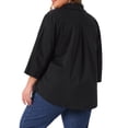 thumbnail image 3 of Agnes Orinda Women's Plus Size Button Down Shirts Collared Pleated 3/4 Sleeve Blouses Solid Business Shirt 1X Black, 3 of 6