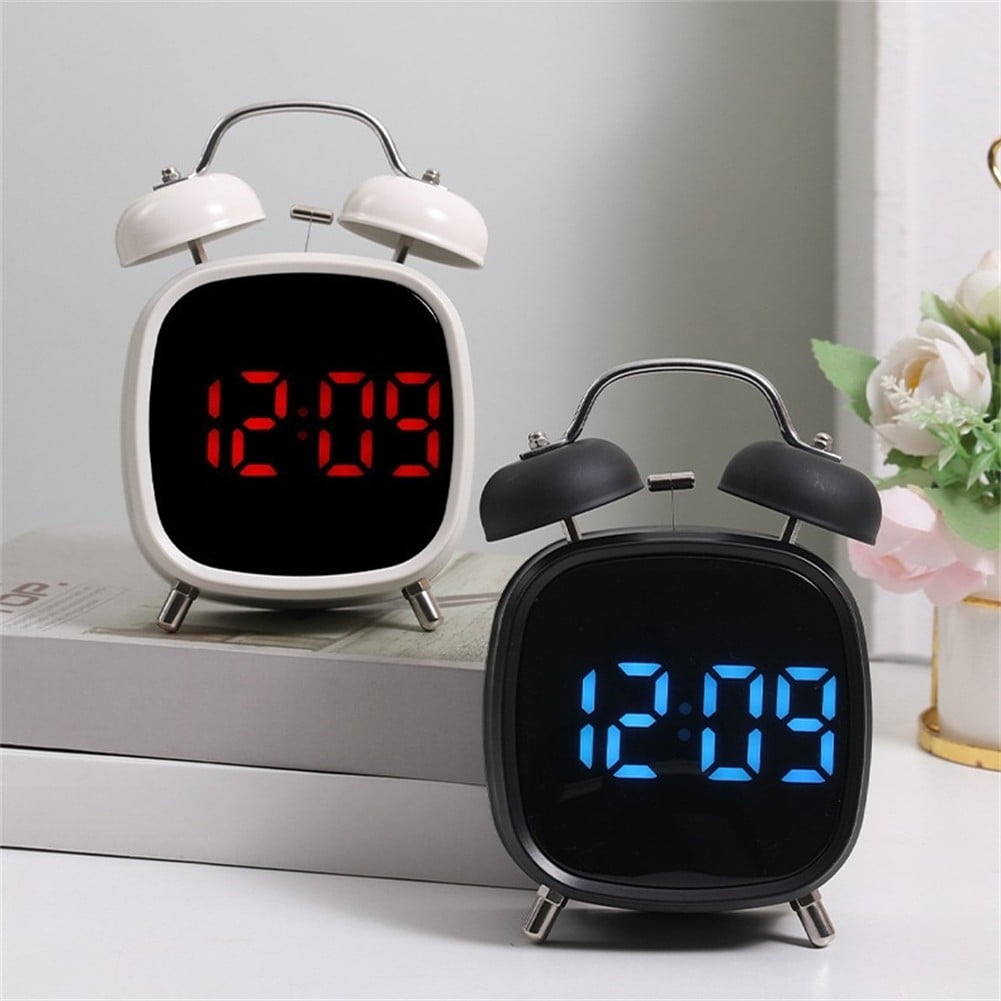 Digital Alarm Clock With Classic Twin Bell Design Led Display And Flexible Power Options For Home And Workplace