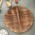 thumbnail image 4 of Dayesque Natural Wooden Wok Lid - Thickened Round Pot Cover, Universal Cooking Pot Protector, Oil-Resistant Tamagoyaki Lid for Kitchen, 4 of 8