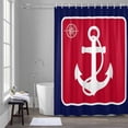 thumbnail image 5 of Anchor Shower Curtains for Bathroom, Compass Nautical Navy Blue Red Washable Fabric Shower Curtain with Hooks Waterproof Bathroom Decor Sets, 72 x 96 Inches, 5 of 9