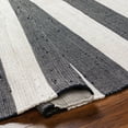 thumbnail image 5 of Hauteloom Moby Recycled Material Striped Farmhouse Living Room, Bedroom Area Rug - Casual Performance Carpet with Tassel, Fringe - Black, White - 6' x 9', 5 of 8