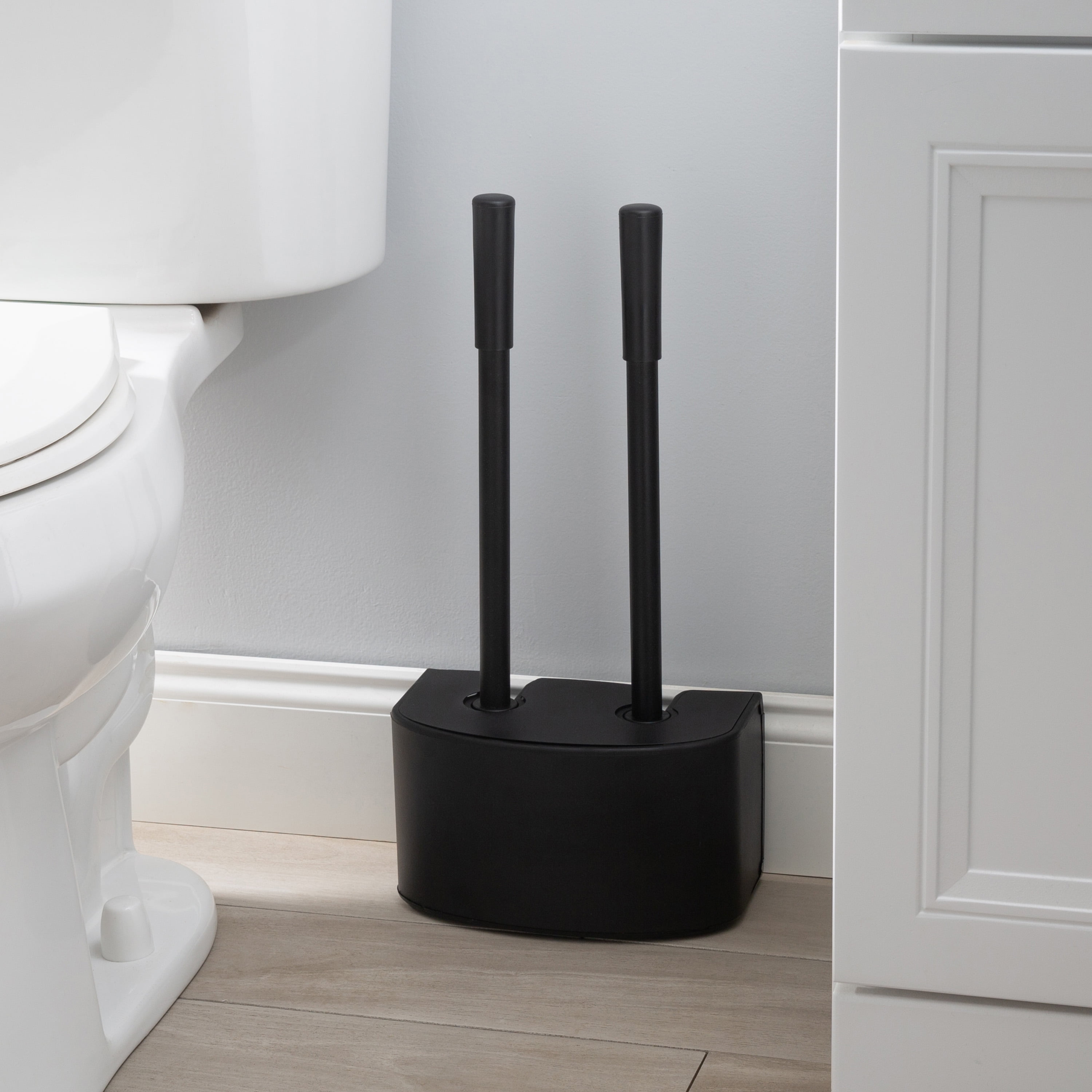 Bath Bliss 2-in-1 Toilet Brush and Plunger Set in Black