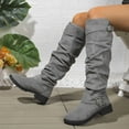 thumbnail image 2 of Dasayo Slouch Women Boots Footwear Gray Wide Width Knee-High Buckles Round Toe Dressy Boots Women Shoes 41, 2 of 6