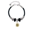 thumbnail image 2 of Delight Jewelry Goldtone Capital Letter - H - Pebble Disc - Godmother Celtic Knot Leather Bead Bracelet, 7"+2" Extender, 2 of 4
