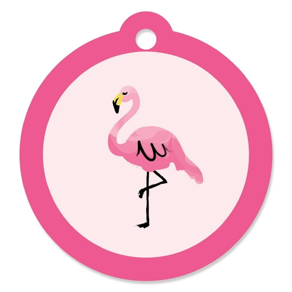 Big Dot of Happiness Pink Flamingo - Tropical Summer Favor Gift Tags (Set of 20)