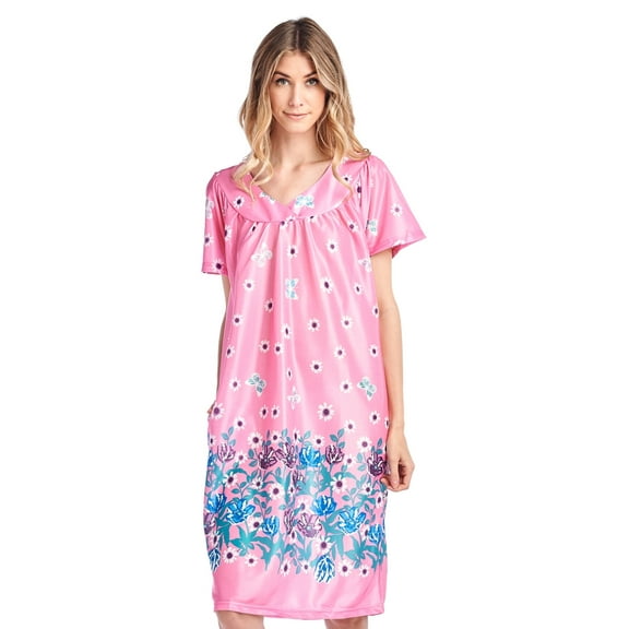 Casual Nights Women's Short Sleeve Muumuu Lounger Dress