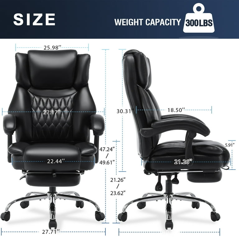 High Back Office Chair with Footrest - Reclining Executive