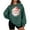 Green, variant on Crewneck Sweatshirts Women Christmas Santa Claus Print Plush Shirt Long Sleeve Pullover Loose Tops