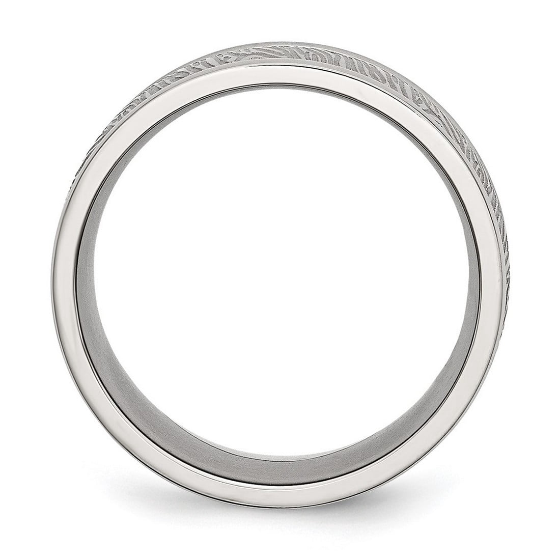 Stainless Steel Polished 9mm Textured Rounded Edge Ring Size 9.5 Ring for Women