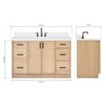 thumbnail image 3 of Ariel Kelly 55 Inch Single Rectangle Sink Bathroom Vanity With Pure White Quartz Countertop 1.5 Inch Edge In White Oak, 3 of 12